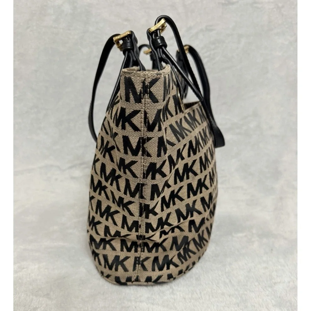Michael Kors MK Tote Bag Purse Canvas Jacquard Print Logo Messenger Shoulder Bag